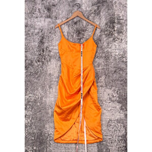 House Of CB Dress Small Womens Bianca Orange Satin Corset Midi